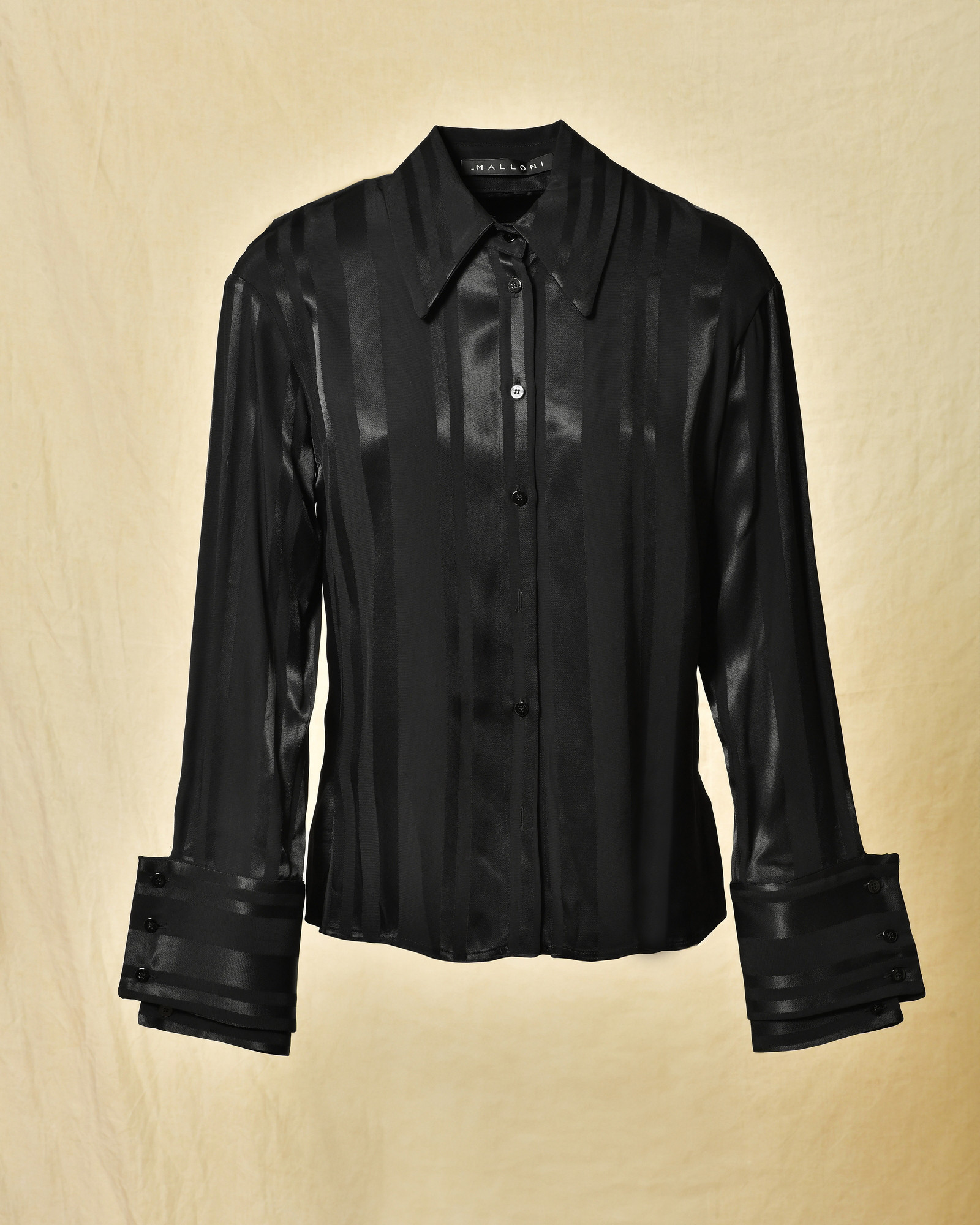 Chemise en viscose noir à rayures Malloni