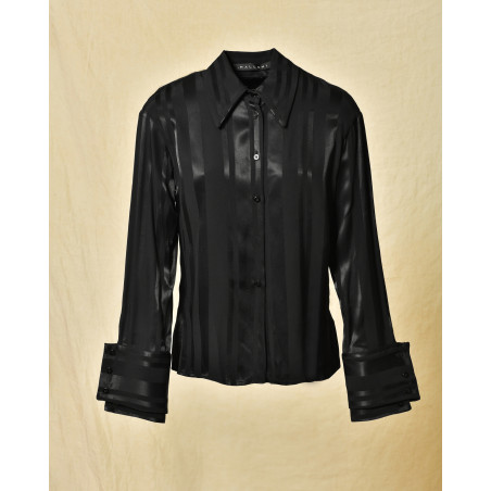 Chemise en viscose noir à rayures Malloni