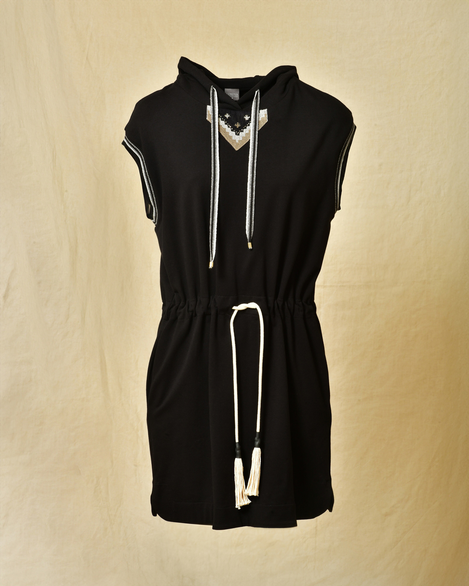 Robe  en coton noir sans manches Lorena Antoniazzi