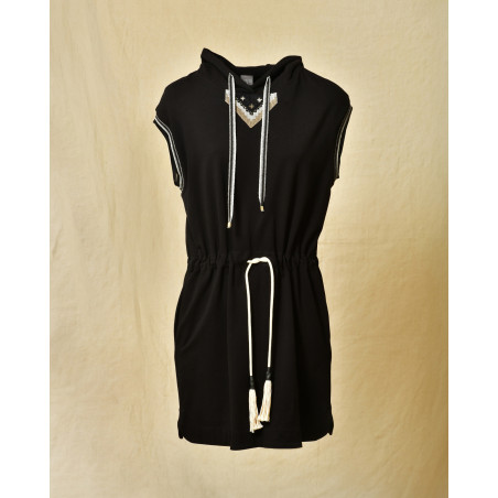 Robe  en coton noir sans manches Lorena Antoniazzi