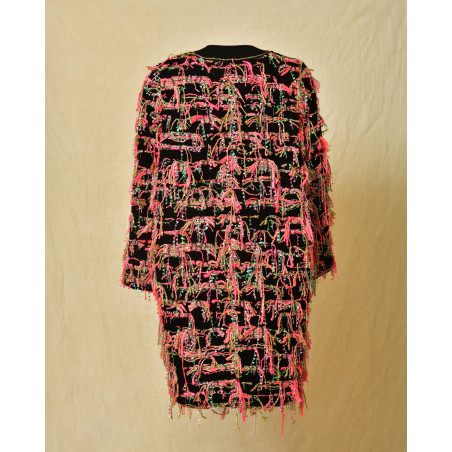 Manteau noire en tweed Edward Achour