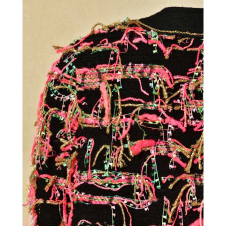 Manteau noire en tweed Edward Achour