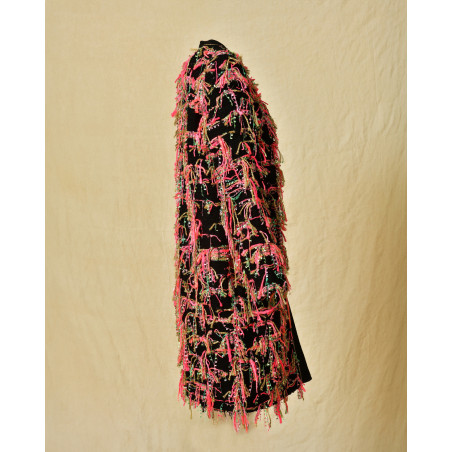 Manteau noire en tweed Edward Achour