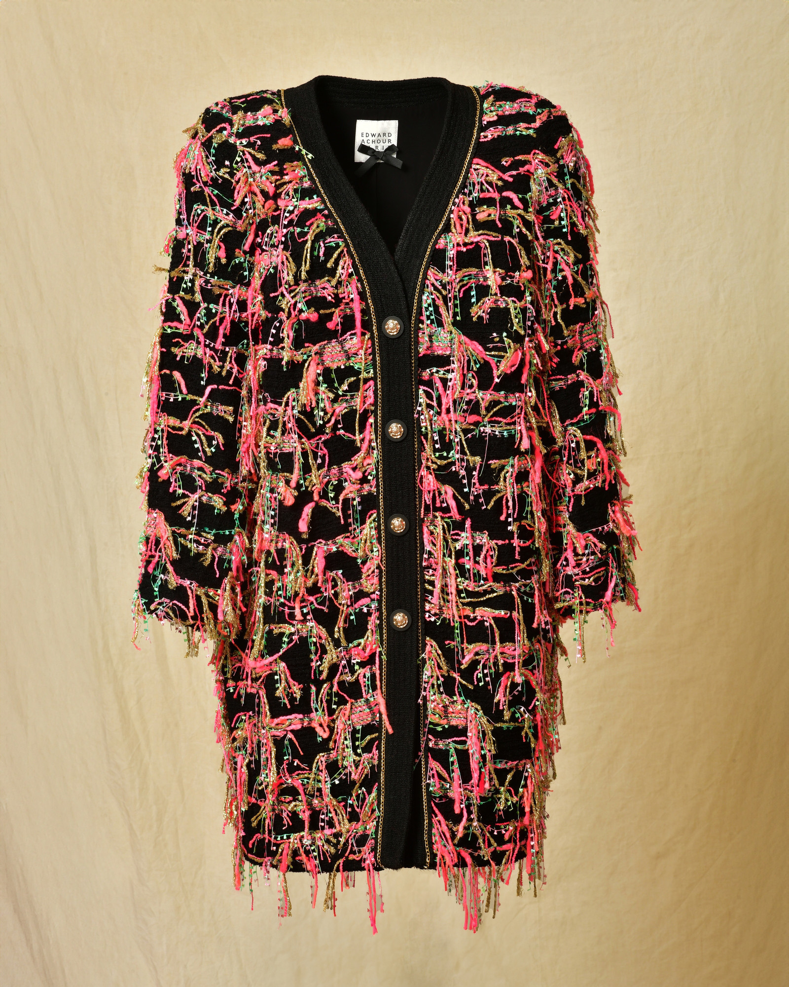 Manteau noire en tweed Edward Achour