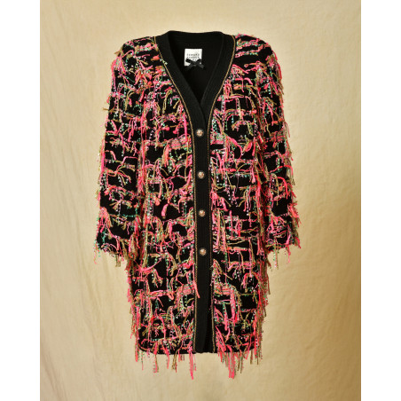 Manteau noire en tweed Edward Achour