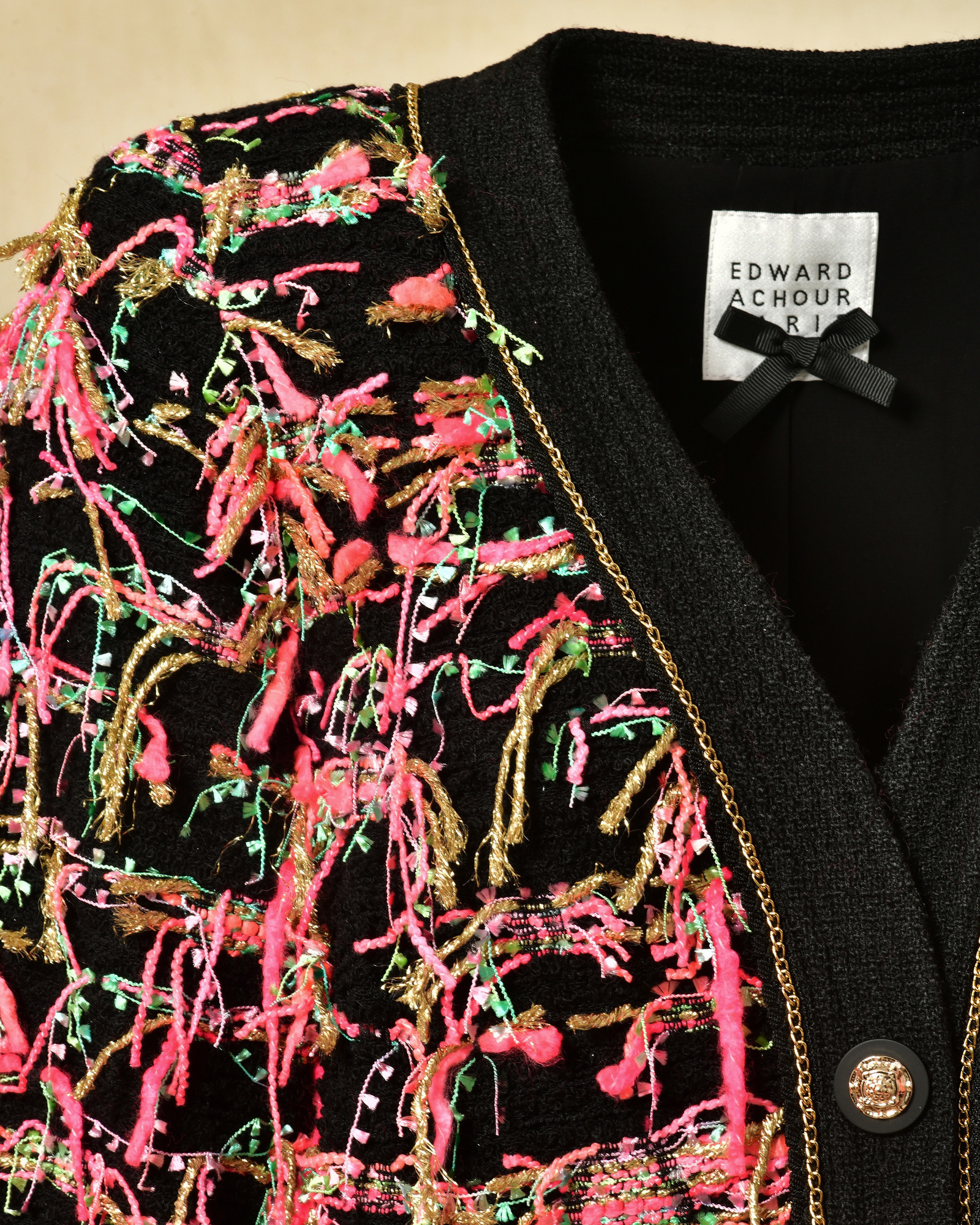 Manteau noire en tweed Edward Achour