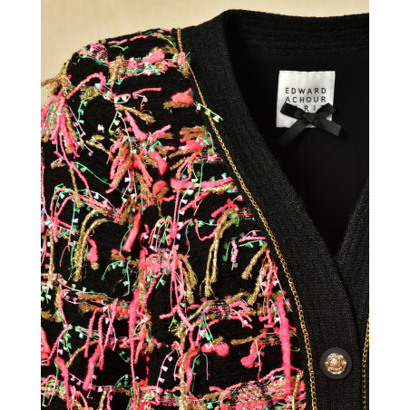 Manteau noire en tweed Edward Achour