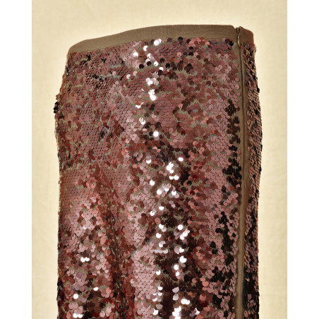 Jupe beige à sequins rose Sfizio