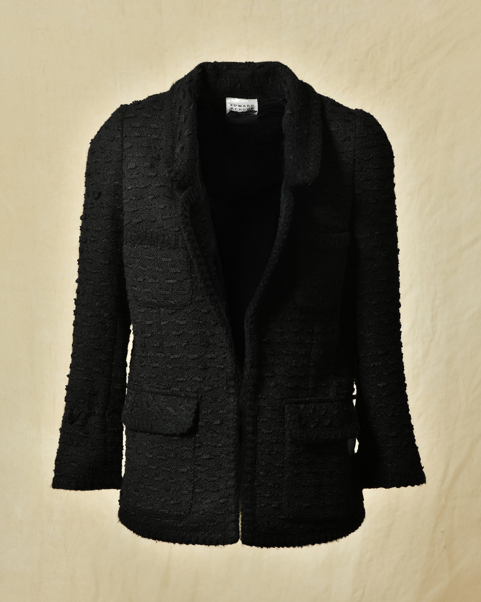 Manteau court en tweed noir Edward Achour