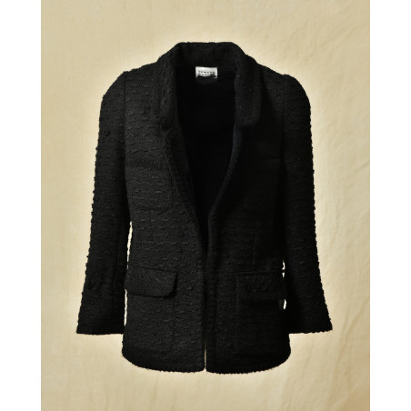 Manteau court en tweed noir Edward Achour