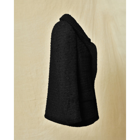 Manteau court en tweed noir Edward Achour