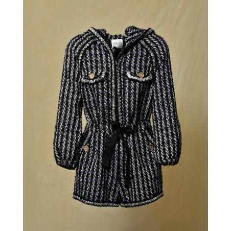Combinaison en tweed tricolore à capuche Edward Achour