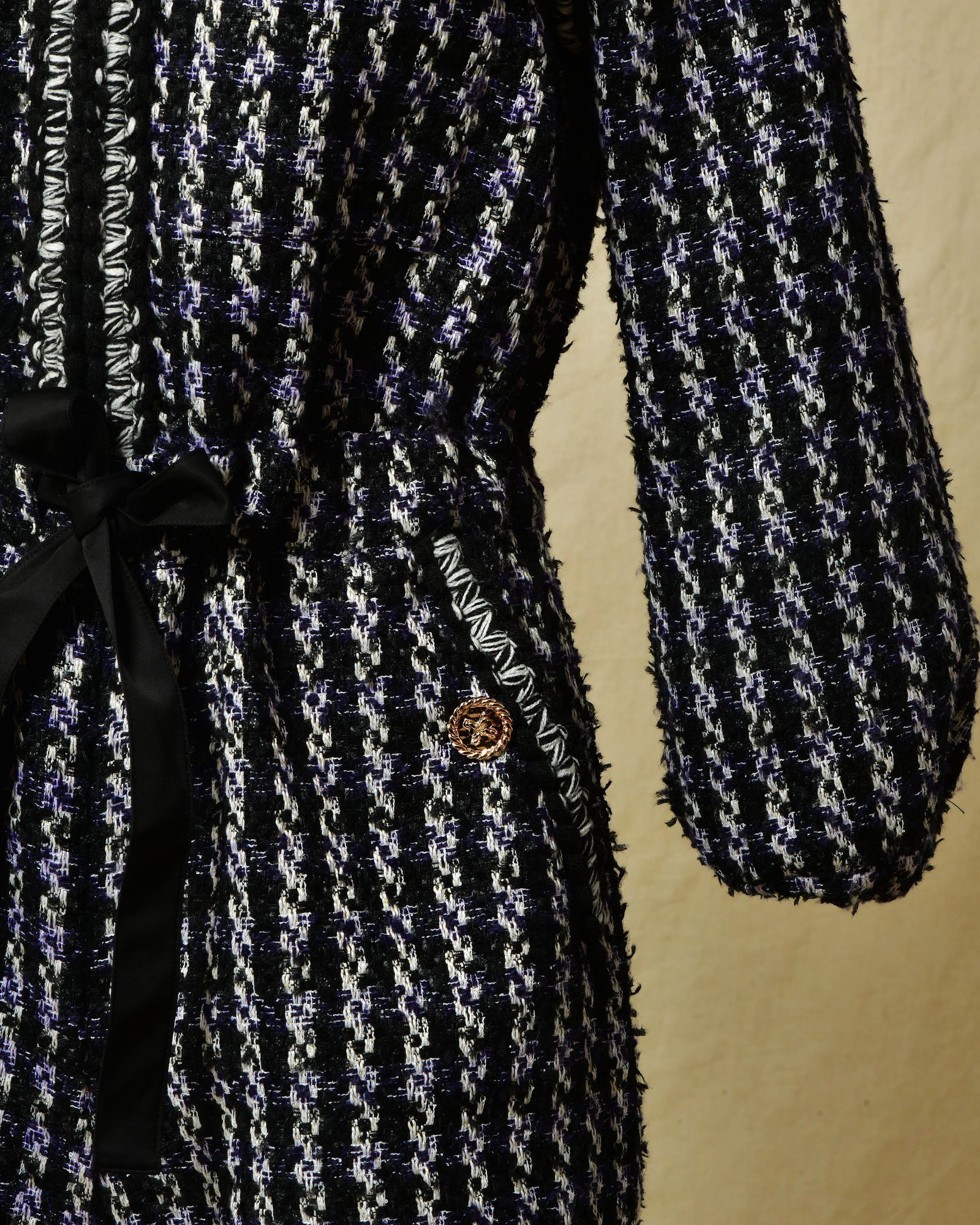 Combinaison en tweed tricolore à capuche Edward Achour