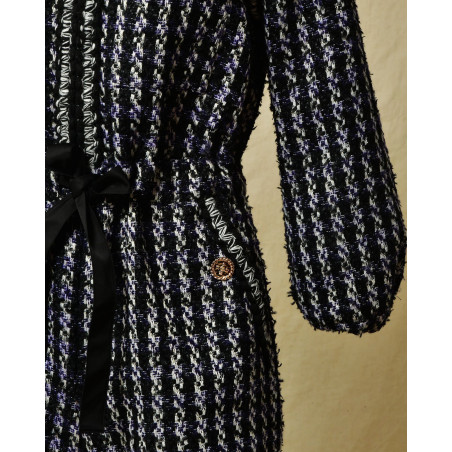 Combinaison en tweed tricolore à capuche Edward Achour