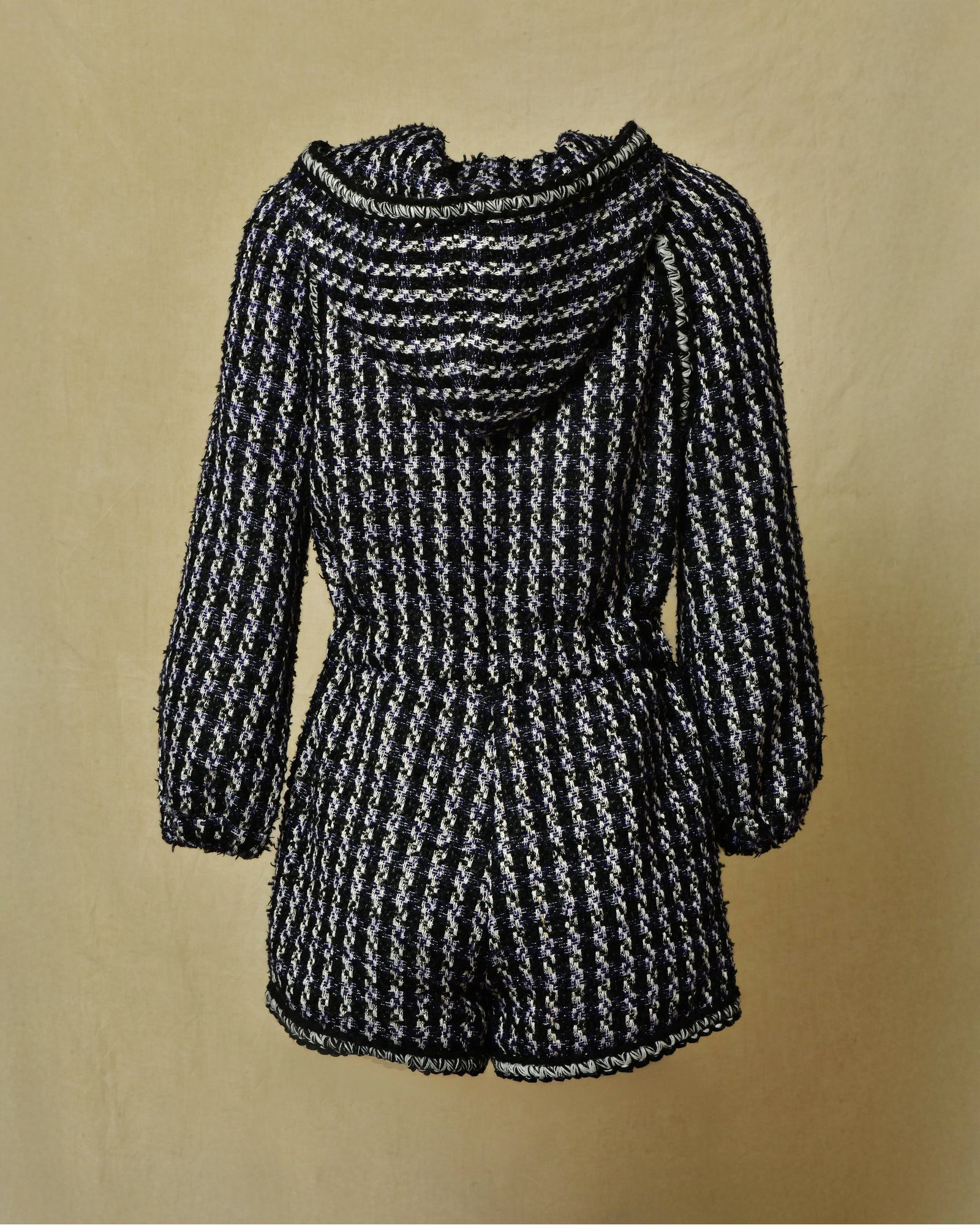 Combinaison en tweed tricolore à capuche Edward Achour