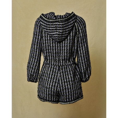 Combinaison en tweed tricolore à capuche Edward Achour