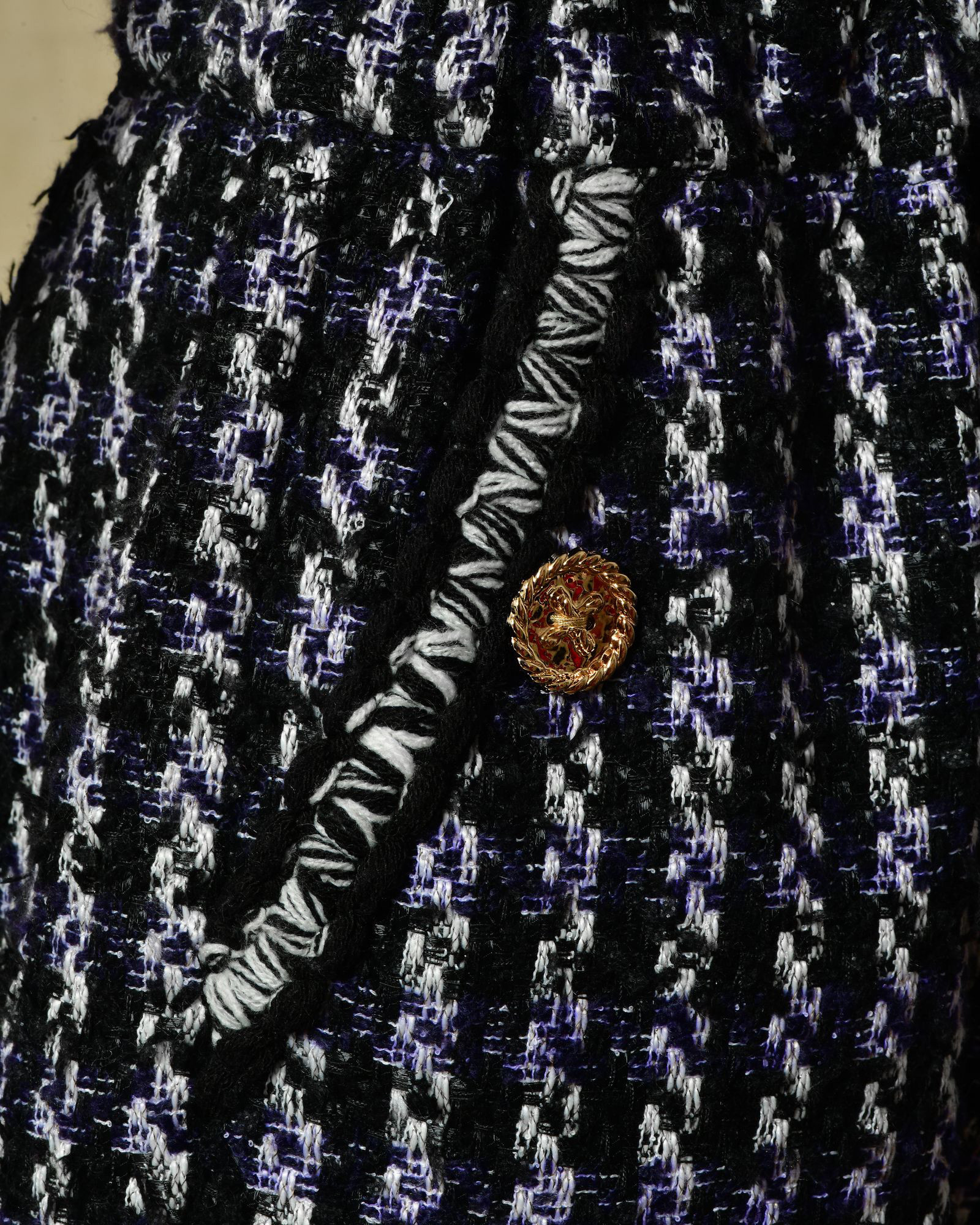 Combinaison en tweed tricolore à capuche Edward Achour