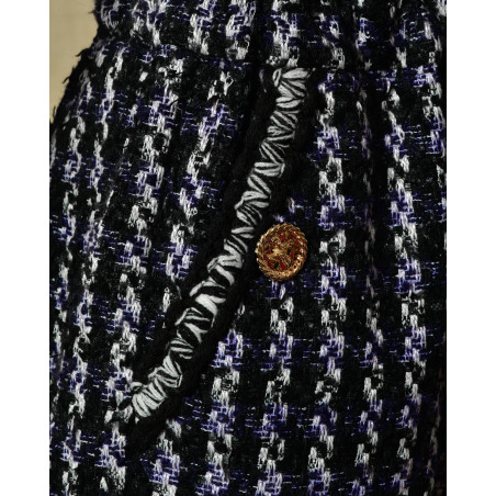 Combinaison en tweed tricolore à capuche Edward Achour