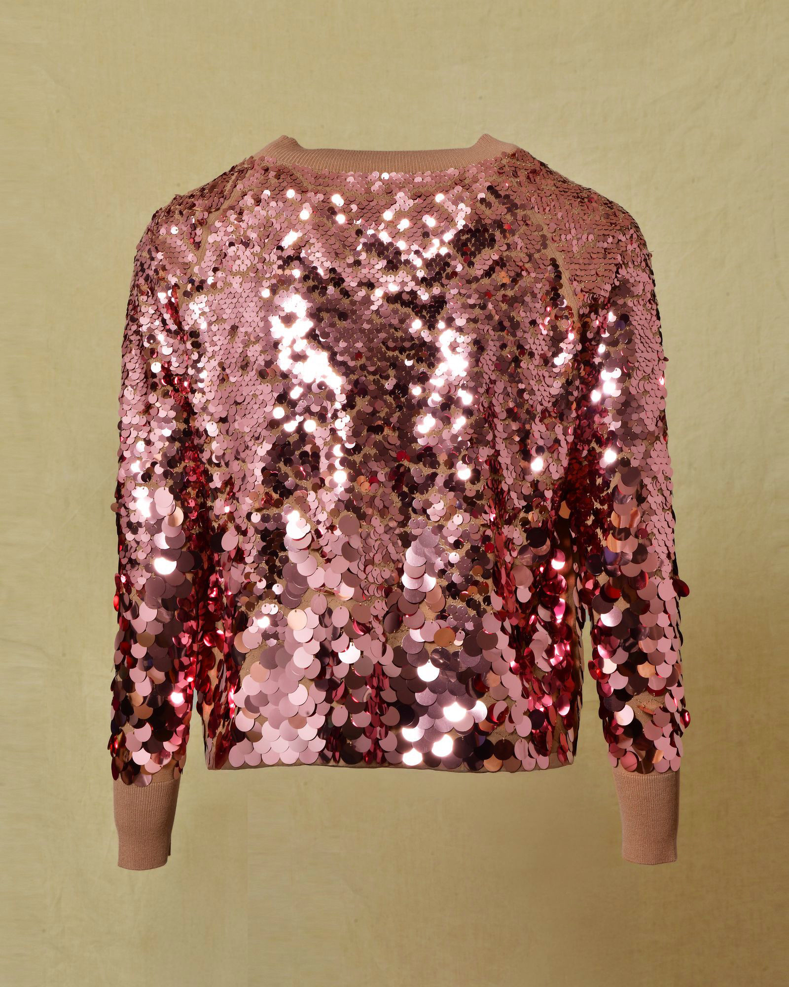 Pull beige à sequins rose Sfizio