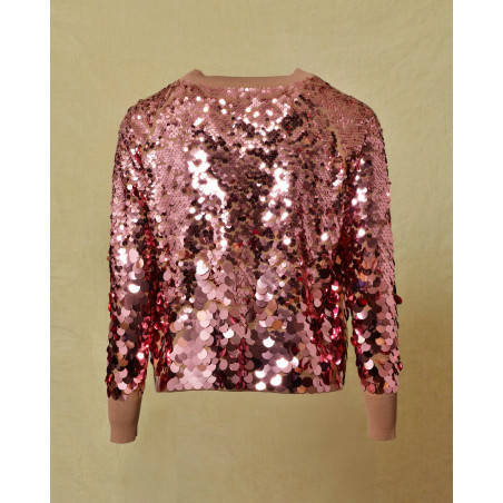 Pull beige à sequins rose Sfizio