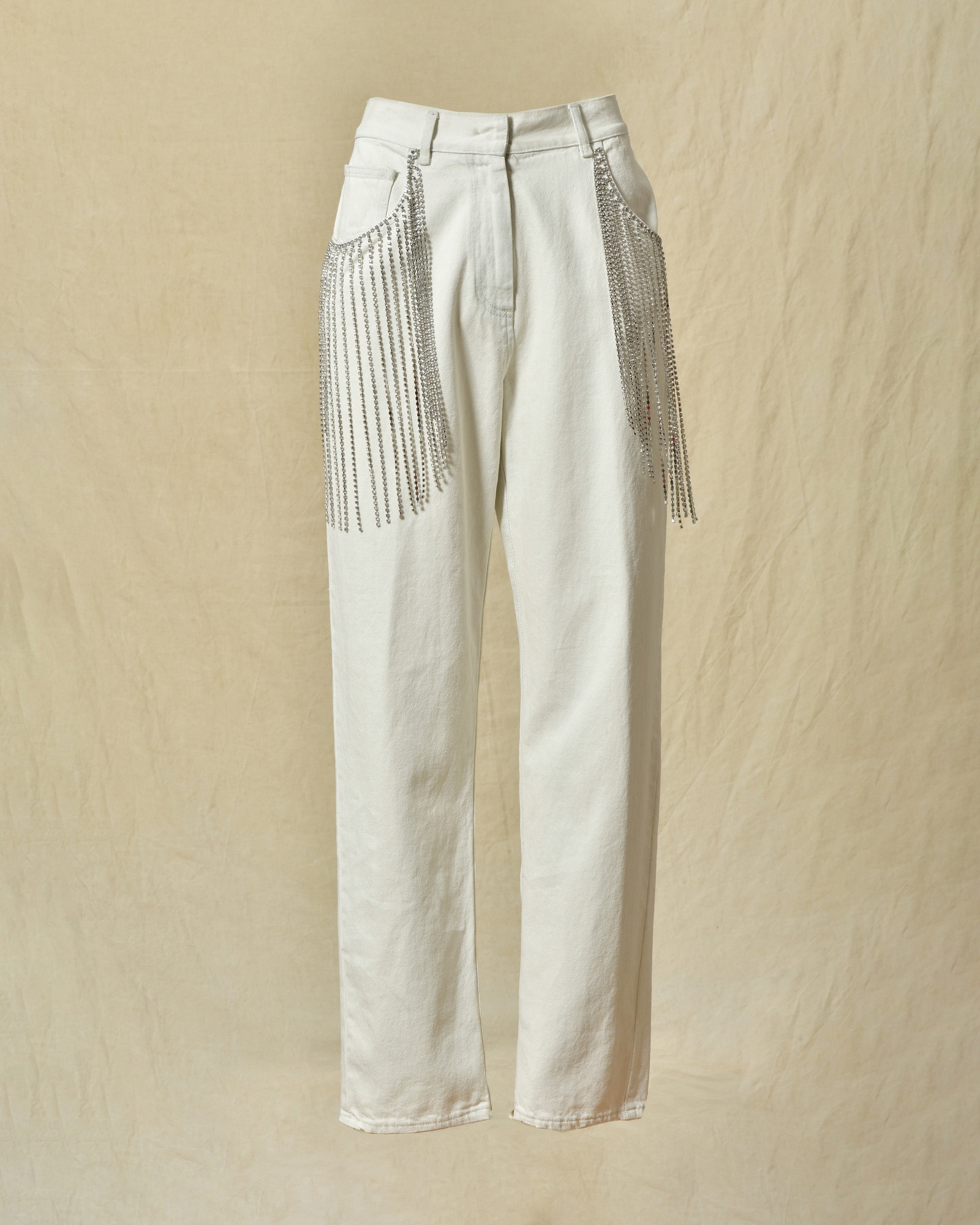 Jean en coton avec franges ornées de strass Forte Forte