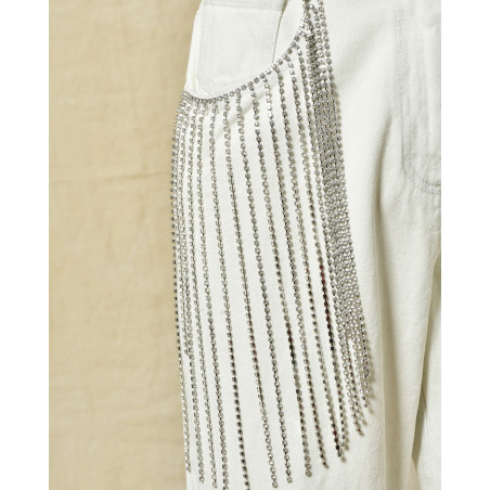 Jean en coton avec franges ornées de strass Forte Forte