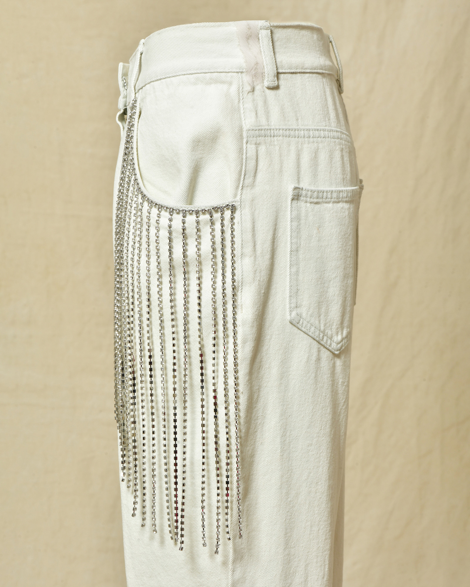 Jean en coton avec franges ornées de strass Forte Forte