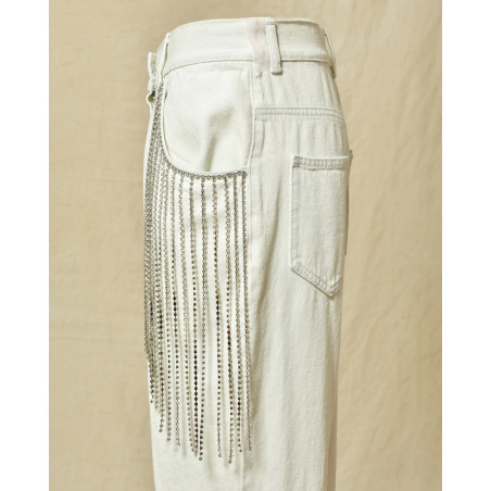 Jean en coton avec franges ornées de strass Forte Forte