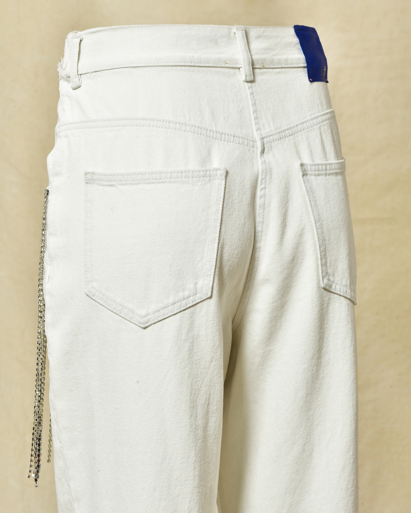 Jean en coton avec franges ornées de strass Forte Forte