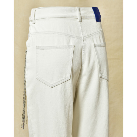 Jean en coton avec franges ornées de strass Forte Forte