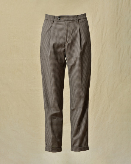 Pantalon motif pied de poule marron Re-Hash