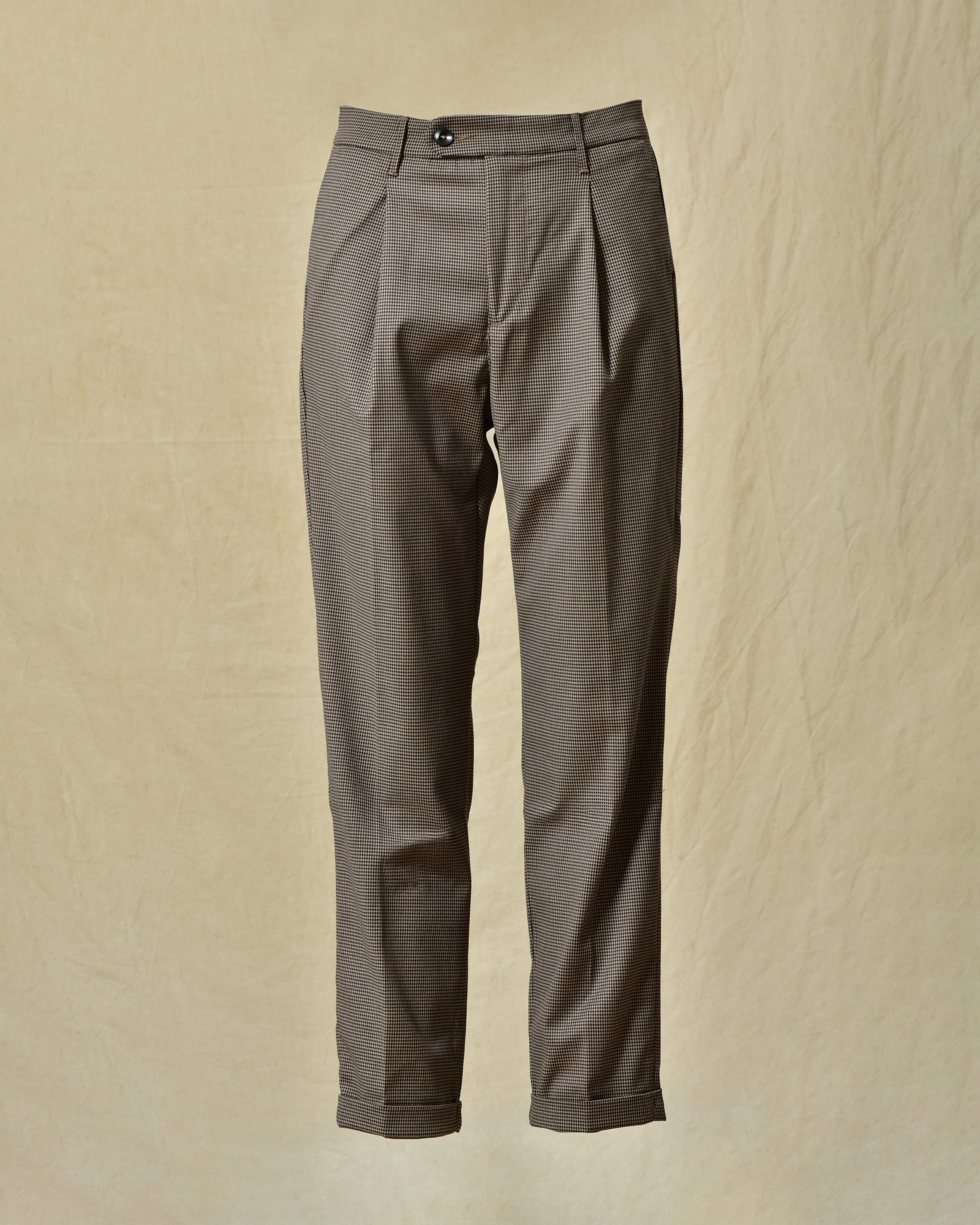 Pantalon motif pied de poule marron Re-Hash