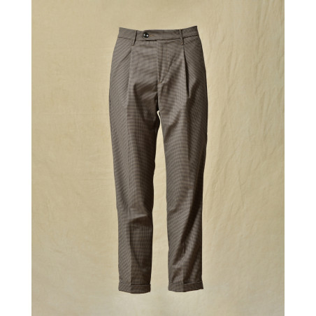 Pantalon motif pied de poule marron Re-Hash