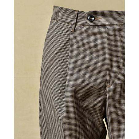 Pantalon motif pied de poule marron Re-Hash