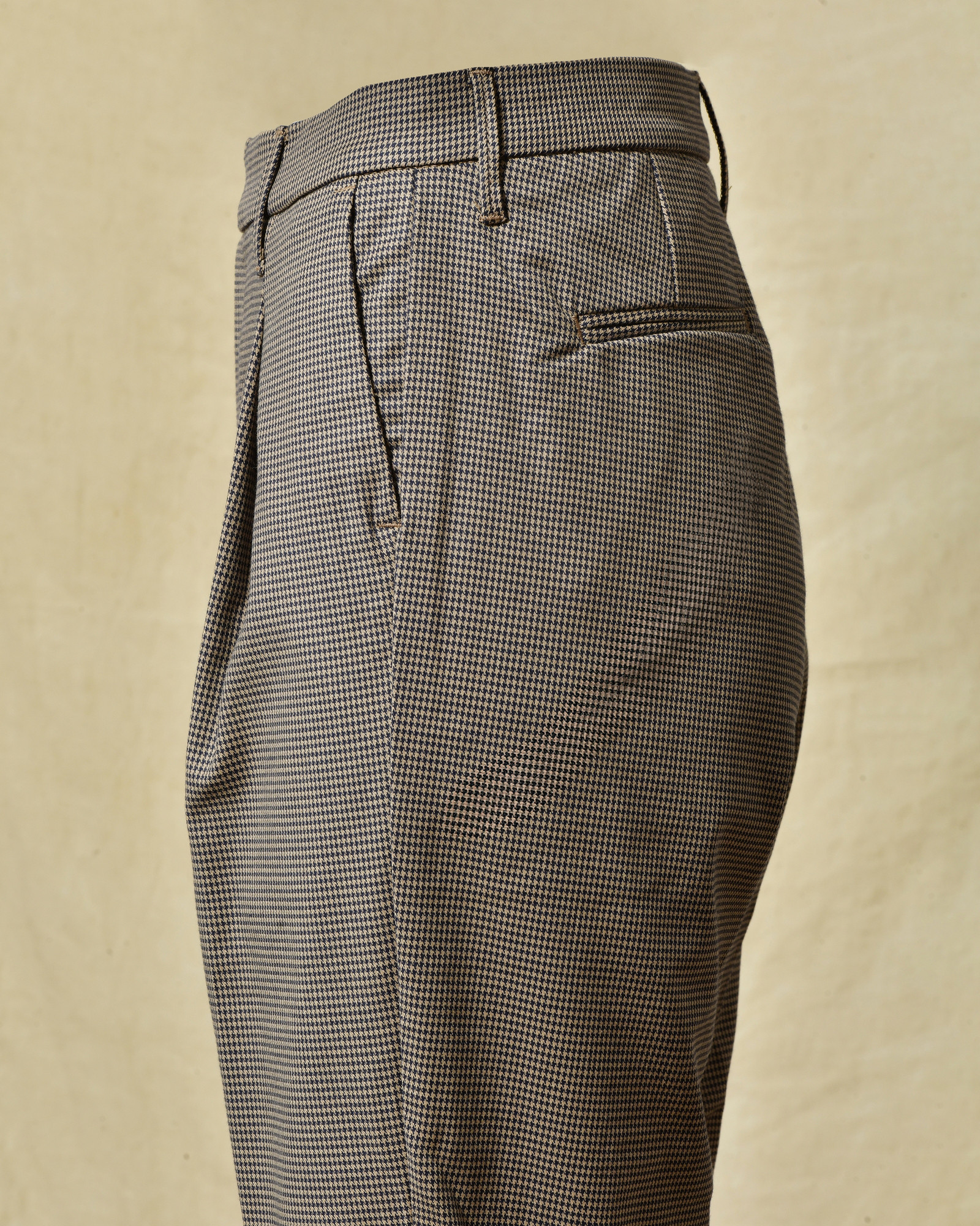 Pantalon motif pied de poule marron Re-Hash