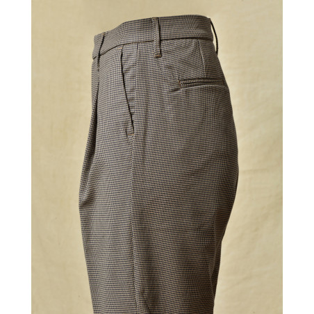 Pantalon motif pied de poule marron Re-Hash