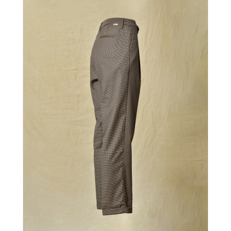 Pantalon motif pied de poule marron Re-Hash