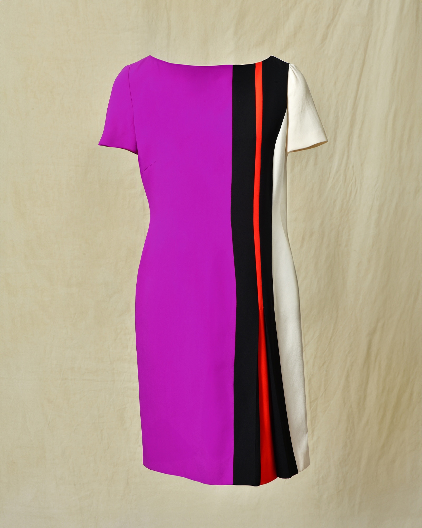 Robe à rayures graphique en soie violette Fendi