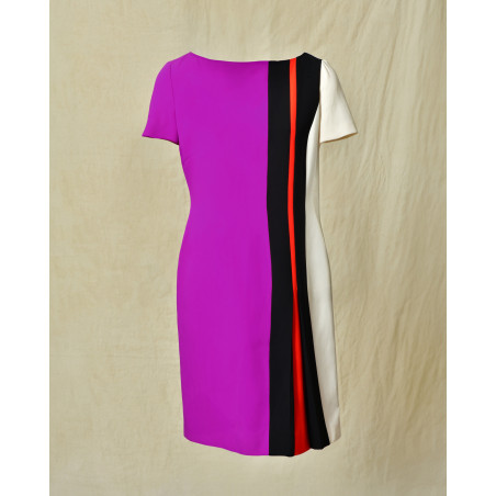 Robe à rayures graphique en soie violette Fendi