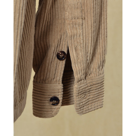 Chemise en velours côtelé beige Cruna
