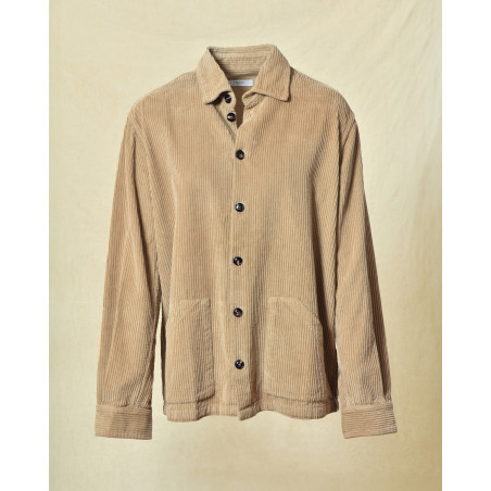 Chemise en velours côtelé beige Cruna