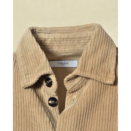 Chemise en velours côtelé beige Cruna