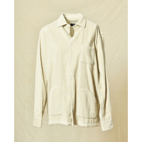Chemise en velours côtelé ecru Cruna