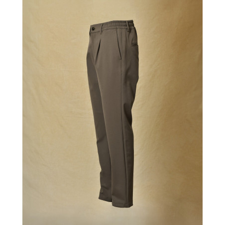 Pantalon souple en coton taupe Cruna