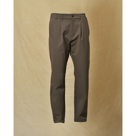 Pantalon souple en coton taupe Cruna