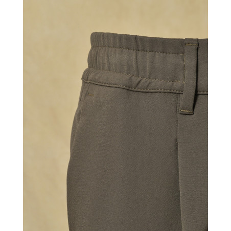 Pantalon souple en coton taupe Cruna