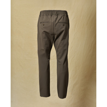Pantalon souple en coton taupe Cruna