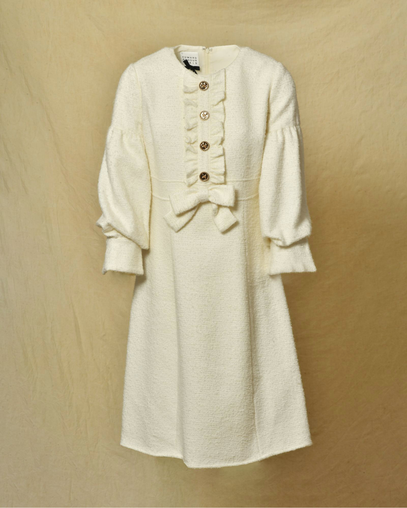 Robe en laine écru à noeud Edward Achour