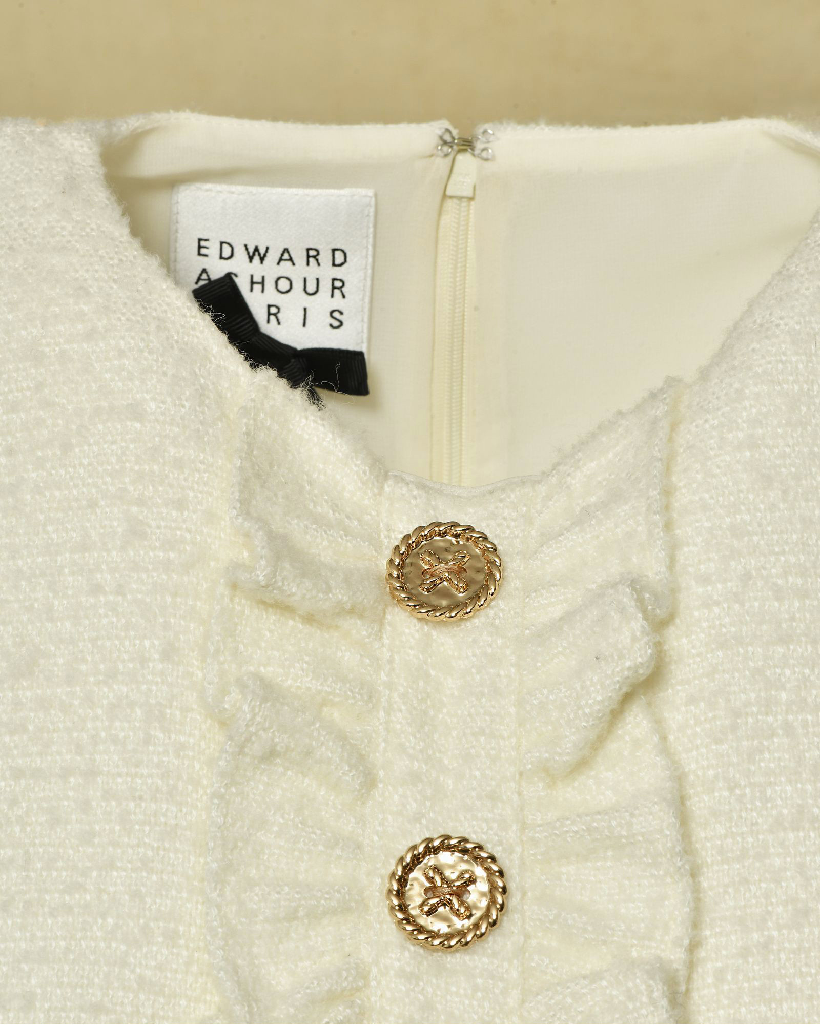 Robe en laine écru à noeud Edward Achour