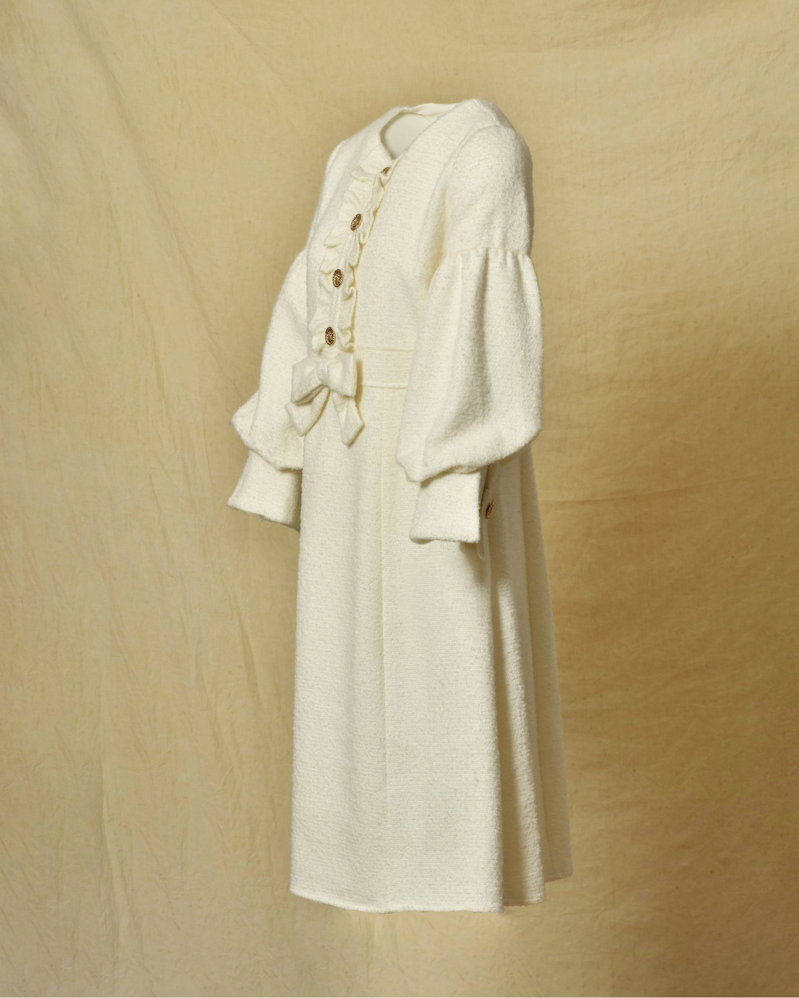 Robe en laine écru à noeud Edward Achour